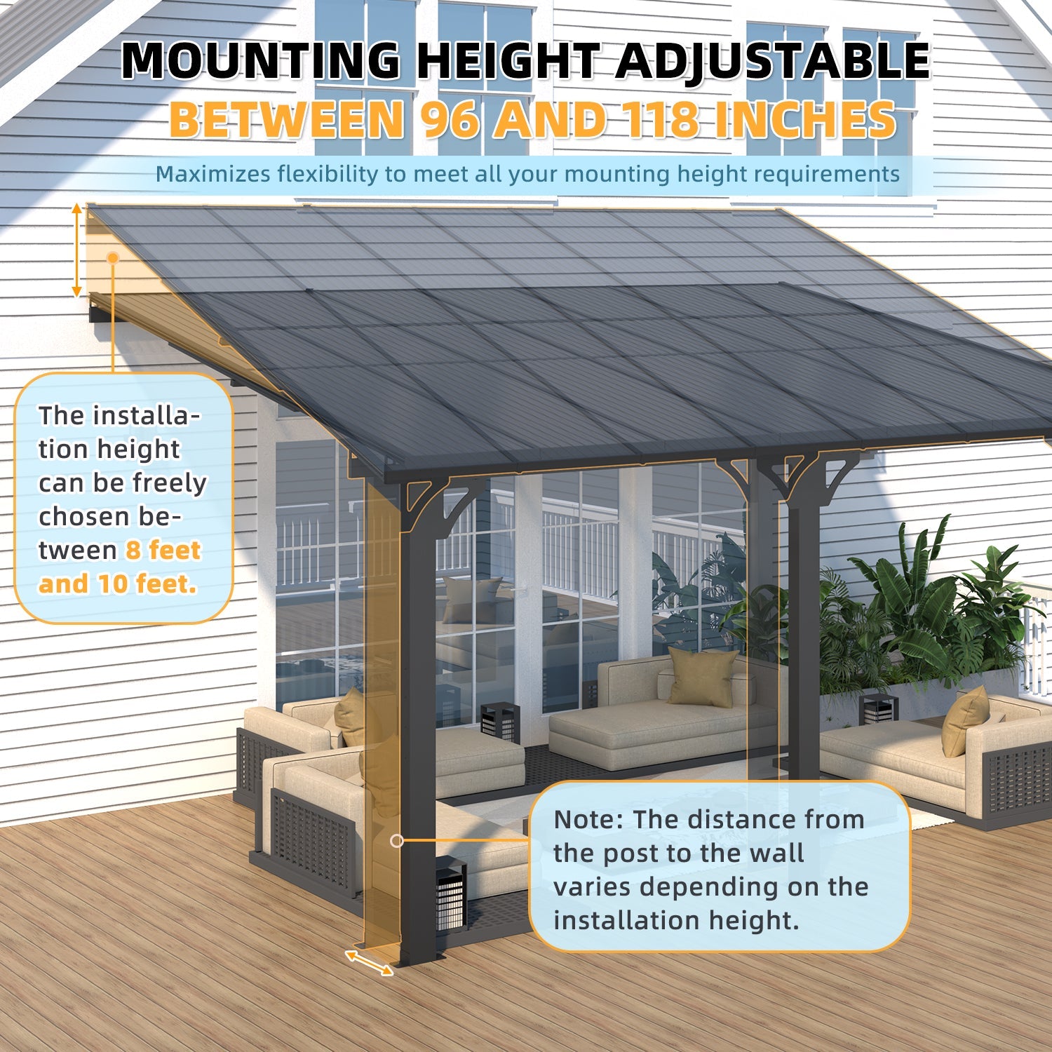 YODOLLA 14' × 10’ Adjustable Height Outdoor Gazebo Pergola for Patio
