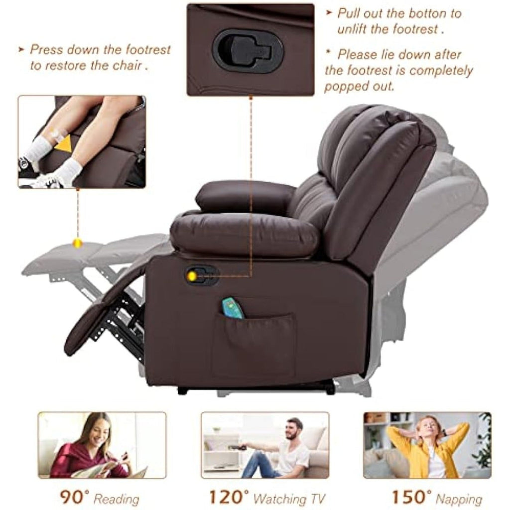 YODOLLA Reclining Sofa 3-Seater Couch, Brownbest