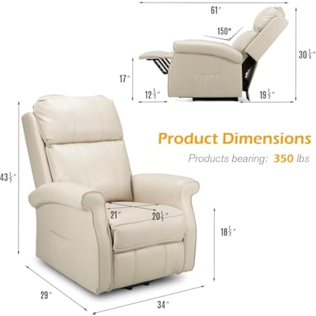 YODOLLA Electric Power Lift Recliner Chair for Elderly, Faux Leather, Cream Whitebest