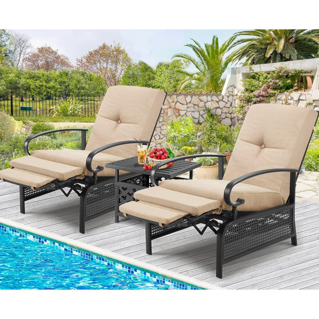 YODOLLA Outdoor Recliner Chair with Olefin Cushions