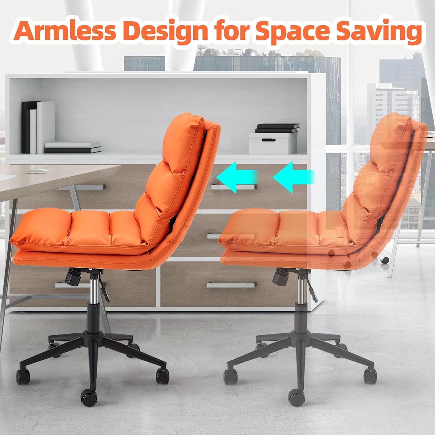 YODOLLA Office Chairs Swivel Desk Chair, PU Leather Orange