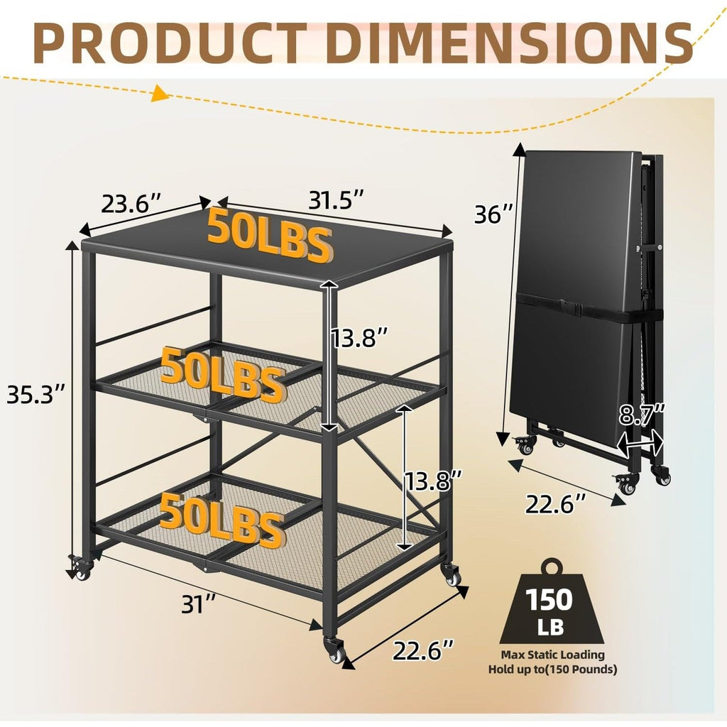 YODOLLA Stainless Pizza Oven Table with 2 Lock Casters, Blackbest