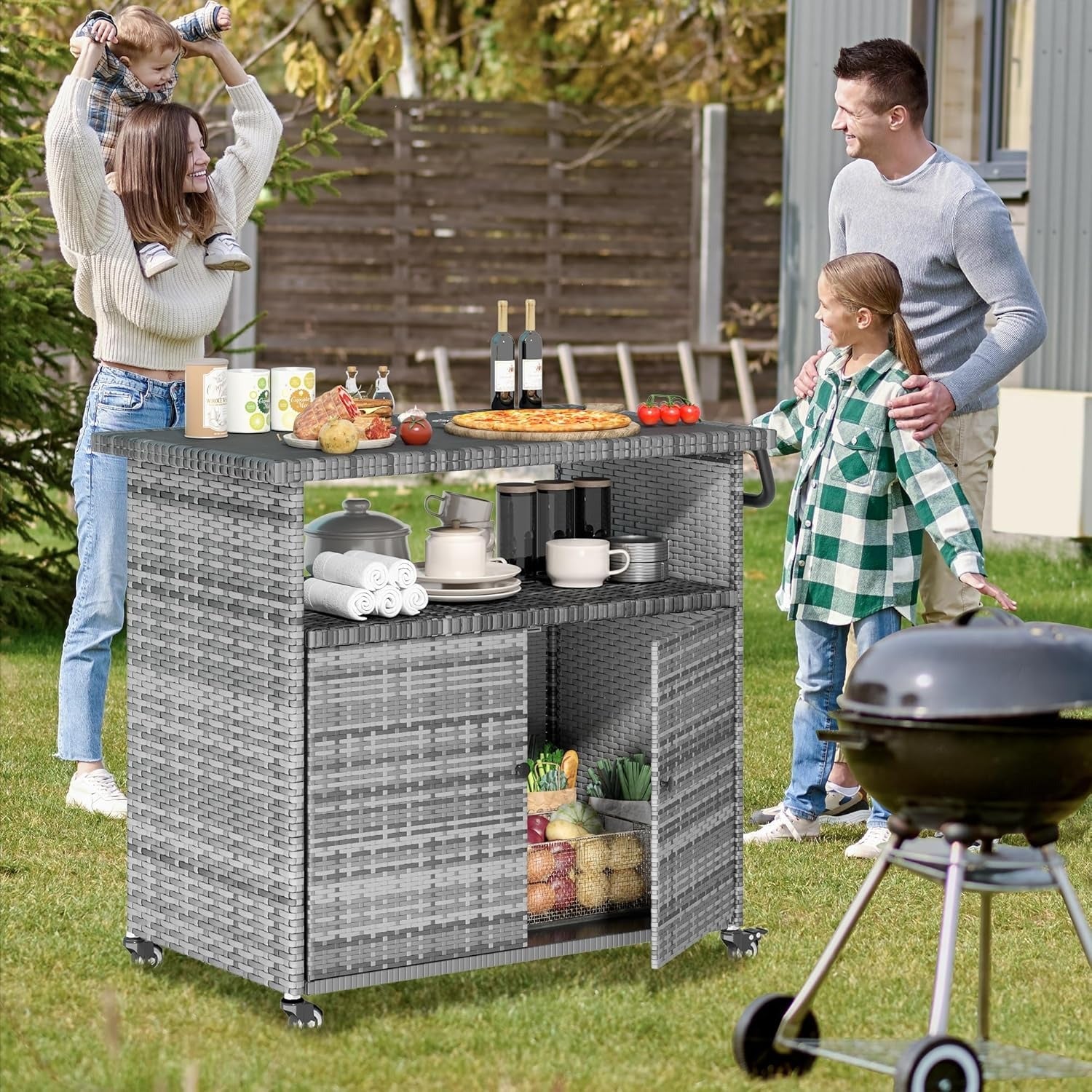 YODOLLA Grill Cart Outdoor with Storage, Graybest