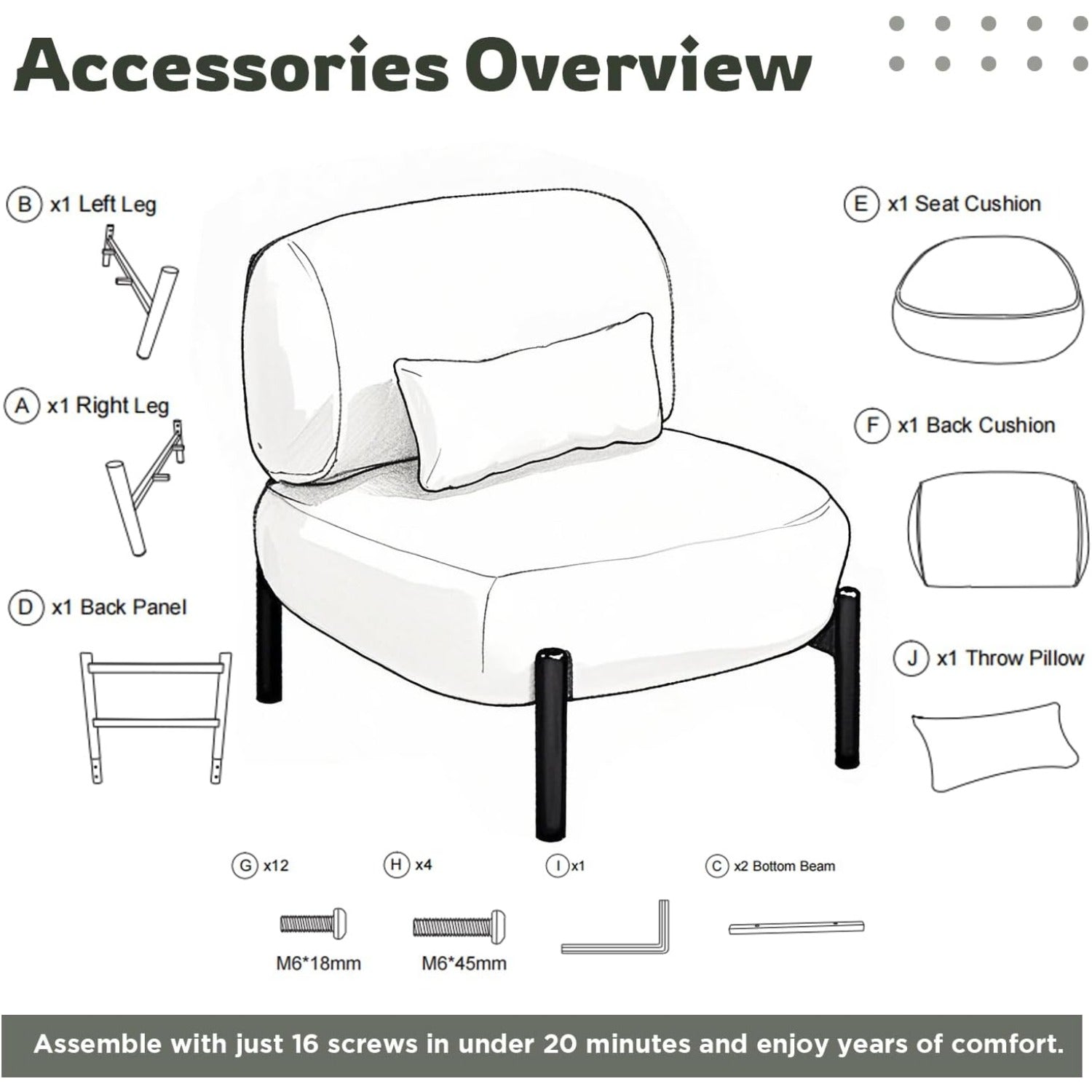 YODOLLA  Mid Century Modern Accent Chair, Extra Large Teddy Upholstered Lounge Chair with Pillow