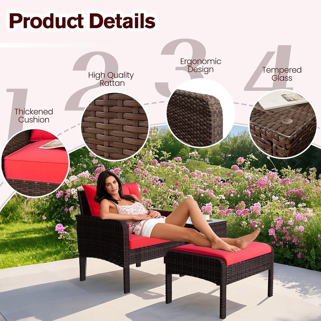 YODOLLA Outdoor 5 Pieces Patio Furniture Set, Redbest