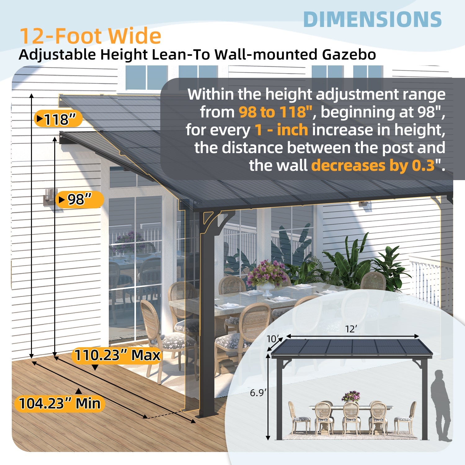 YODOLLA Adjustable Height Outdoor Gazebo Pergola for Patiobest