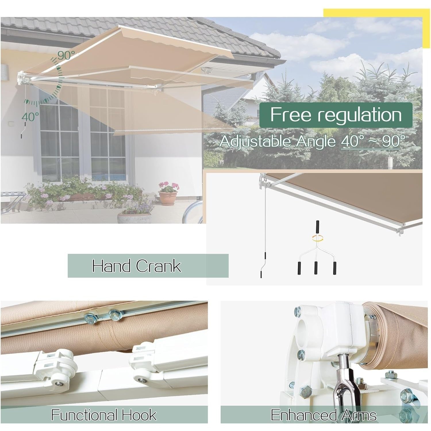 YODOLLA 10x8 Patio Awning, Retractable