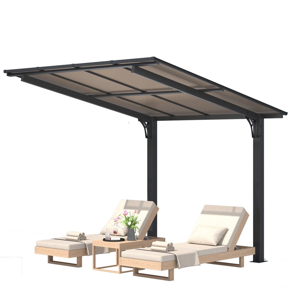 YODOLLA 8' x 8' Gazebo for Patio, Freestanding Lean to Hard Top Gazebo Carport Shelter Pergolas and Gazebos Clearance with Roof