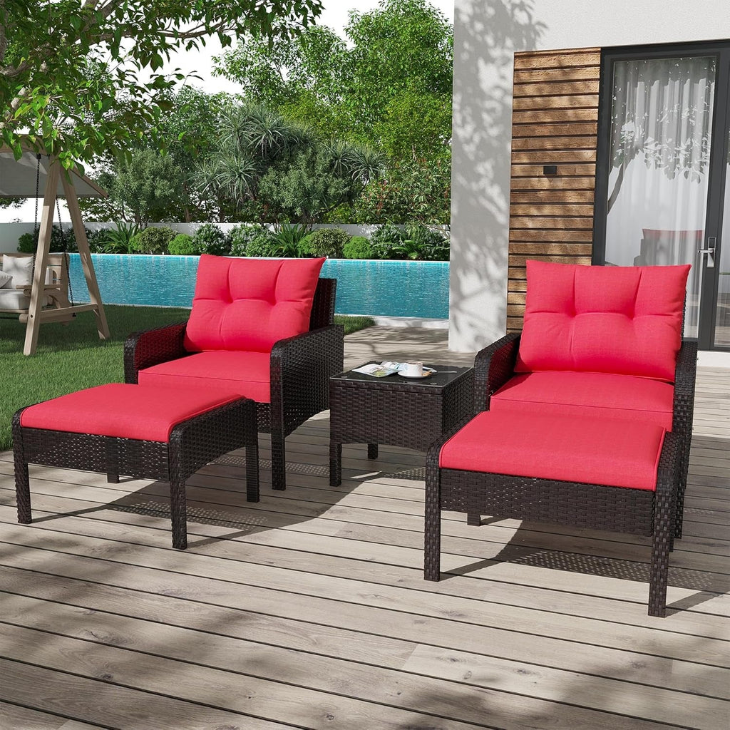 YODOLLA Outdoor 5 Pieces Patio Furniture Set, Redbest