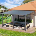 YODOLLA 14' x 10' Hard Top Lean to Gazebo Outdoor Pergola, Dark Grey
