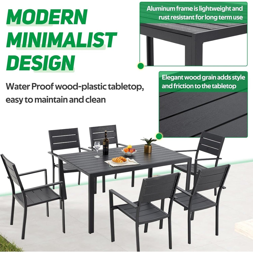 YODOLLA 7-Piece Aluminum Patio Table and Chairs Set