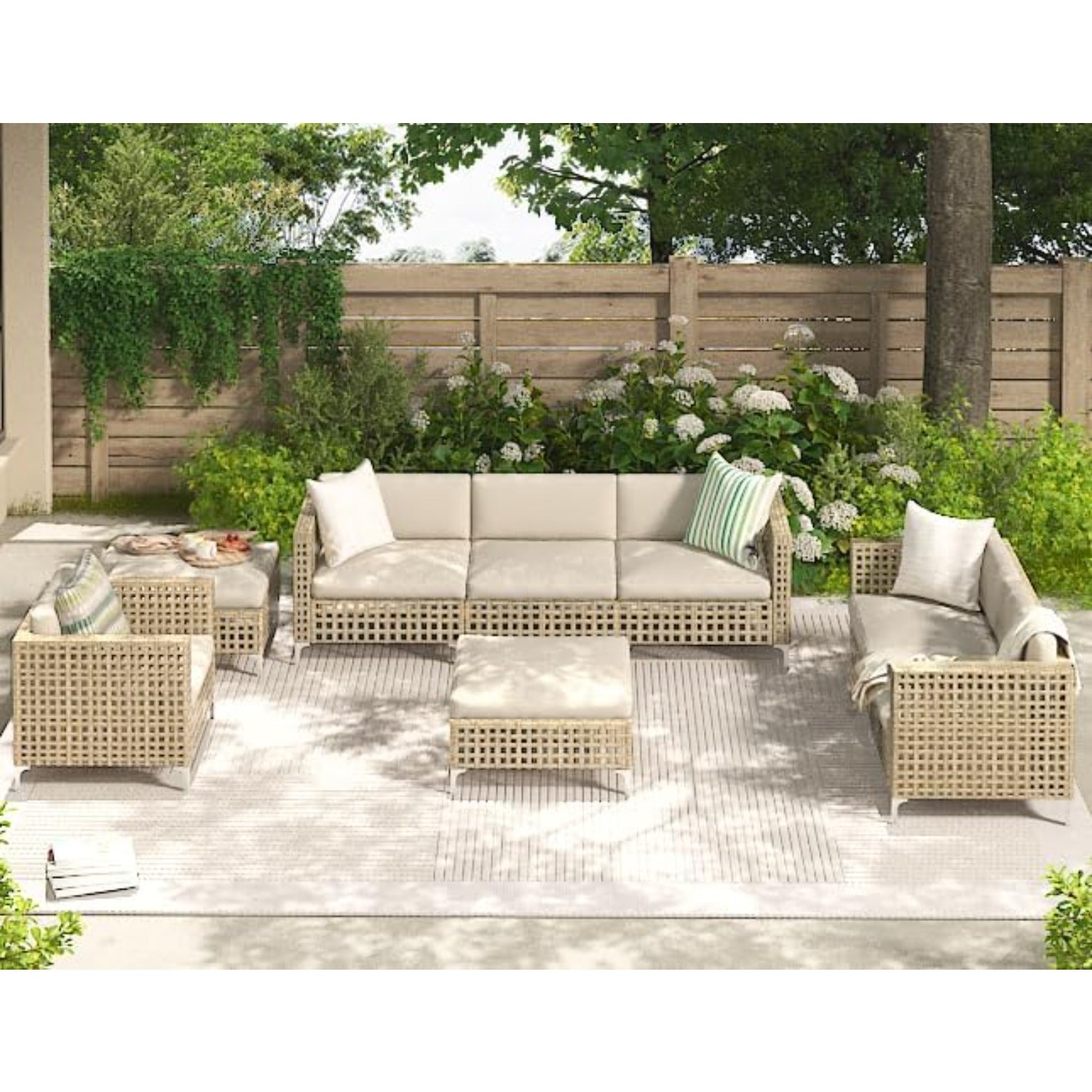 YODOLLA 8 Pieces Outdoor Wicker Patio Furniture Sofa