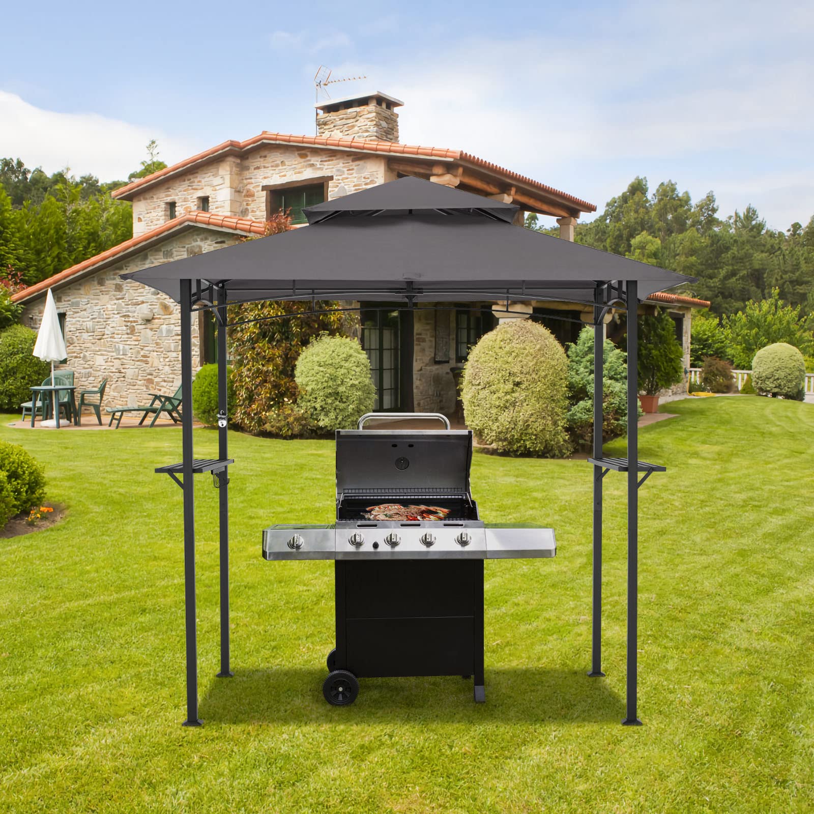 YODOLLA 8' x 5' Grill Gazebo, Dark Grey