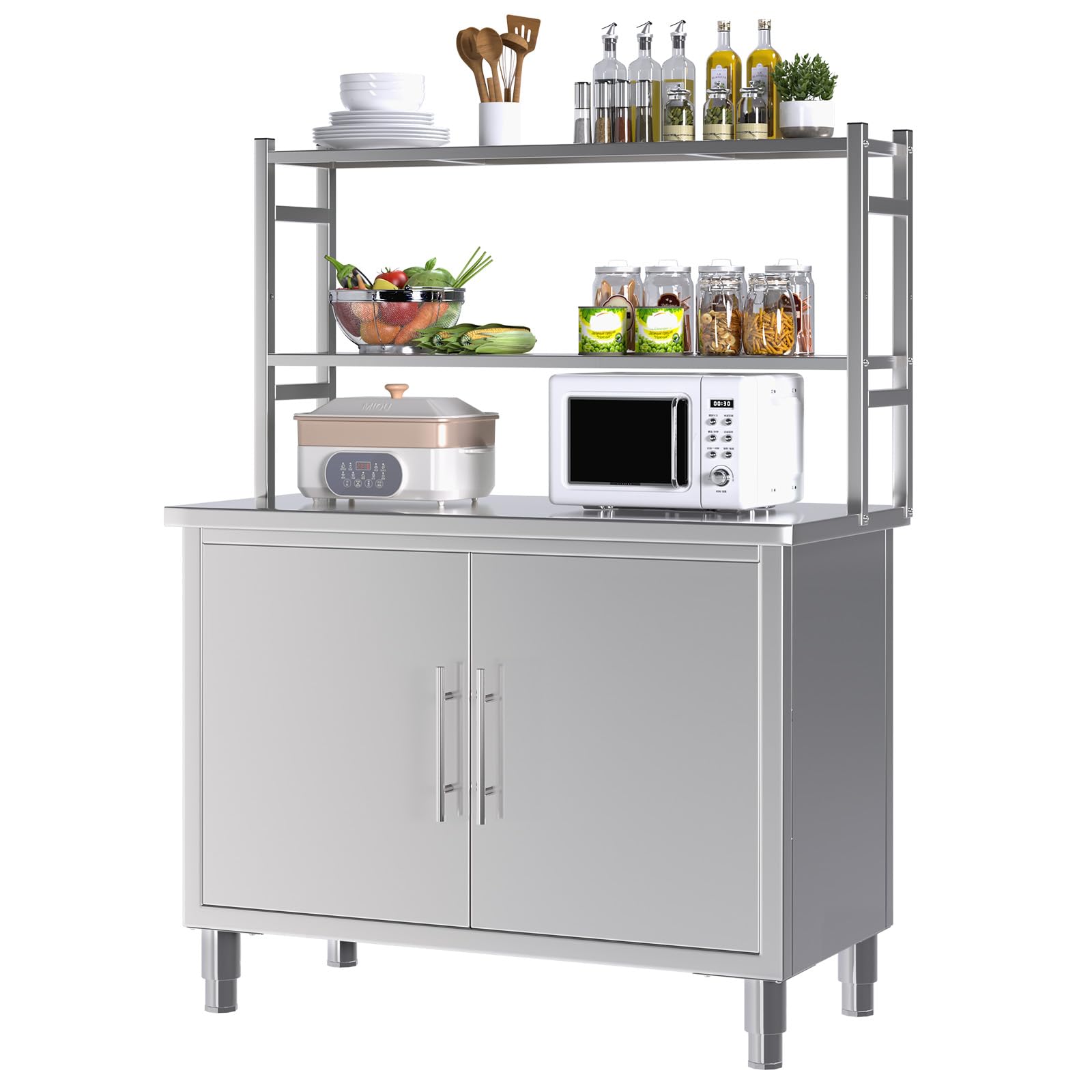 YODOLLA 40"x20" Stainless Steel Table with Cabinet