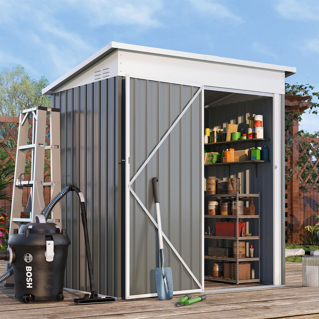 YODOLLA 5'x3' Outdoor Storage Shed, Dark Gray