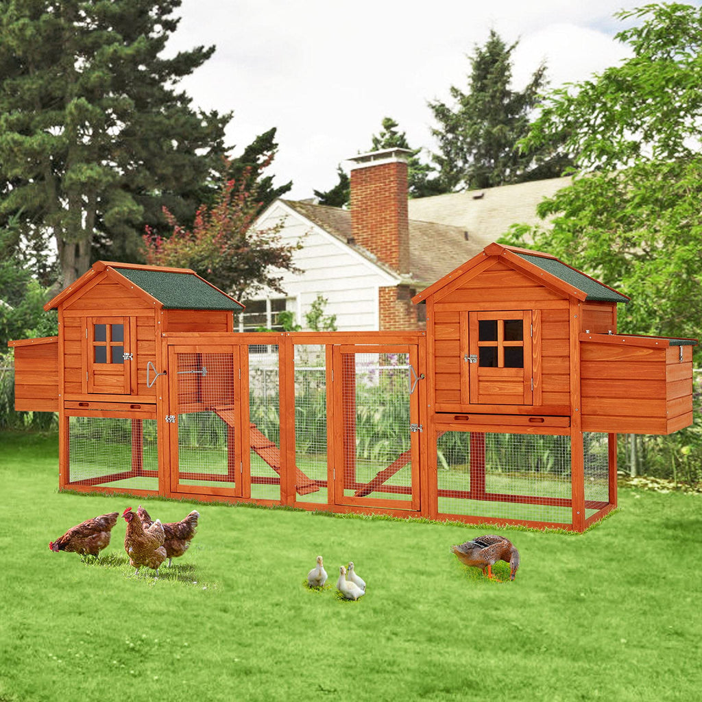 YODOLLA 123“ Chicken Coop Wooden Poultry Cage  for 8-12 Chickens, Natural Wood