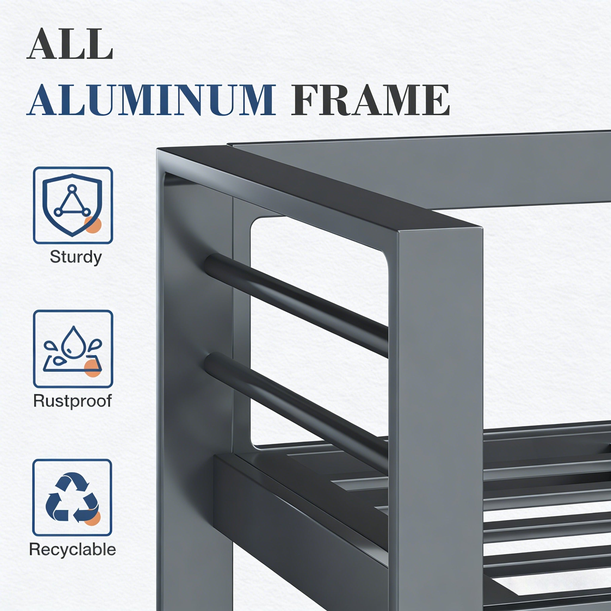 YODOLLA Aluminum Patio Furniture Set, 5 Seats with Coffee Table