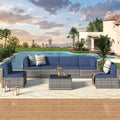YODOLLA 7 Piece Outdoor Patio Furniture Set, Grey & Navy