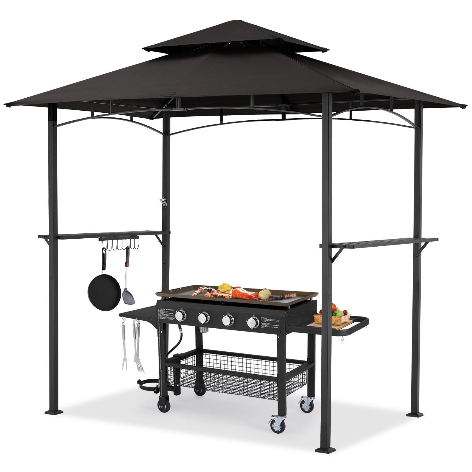 YODOLLA 8' x 5' Grill Gazebo, Grill Canopy, Black
