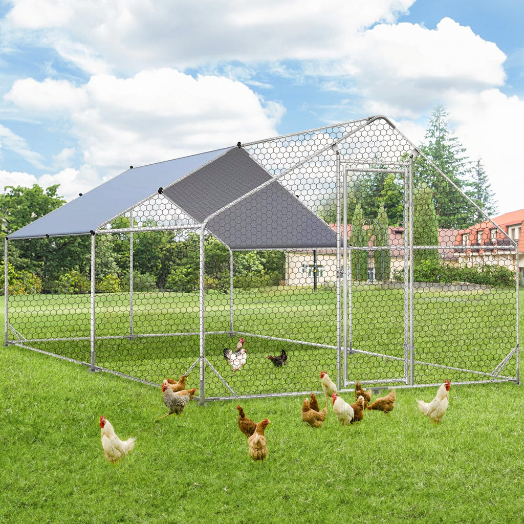 YODOLLA 4m Large Metal Chicken Cage with a pointed roof
