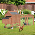 YODOLLA 95" Wooden Chicken Coop with Wheels Chicken Hutch Tractor, Brown