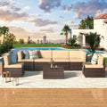 YODOLLA 7 Piece Outdoor Patio Furniture Set, Brown & Beige