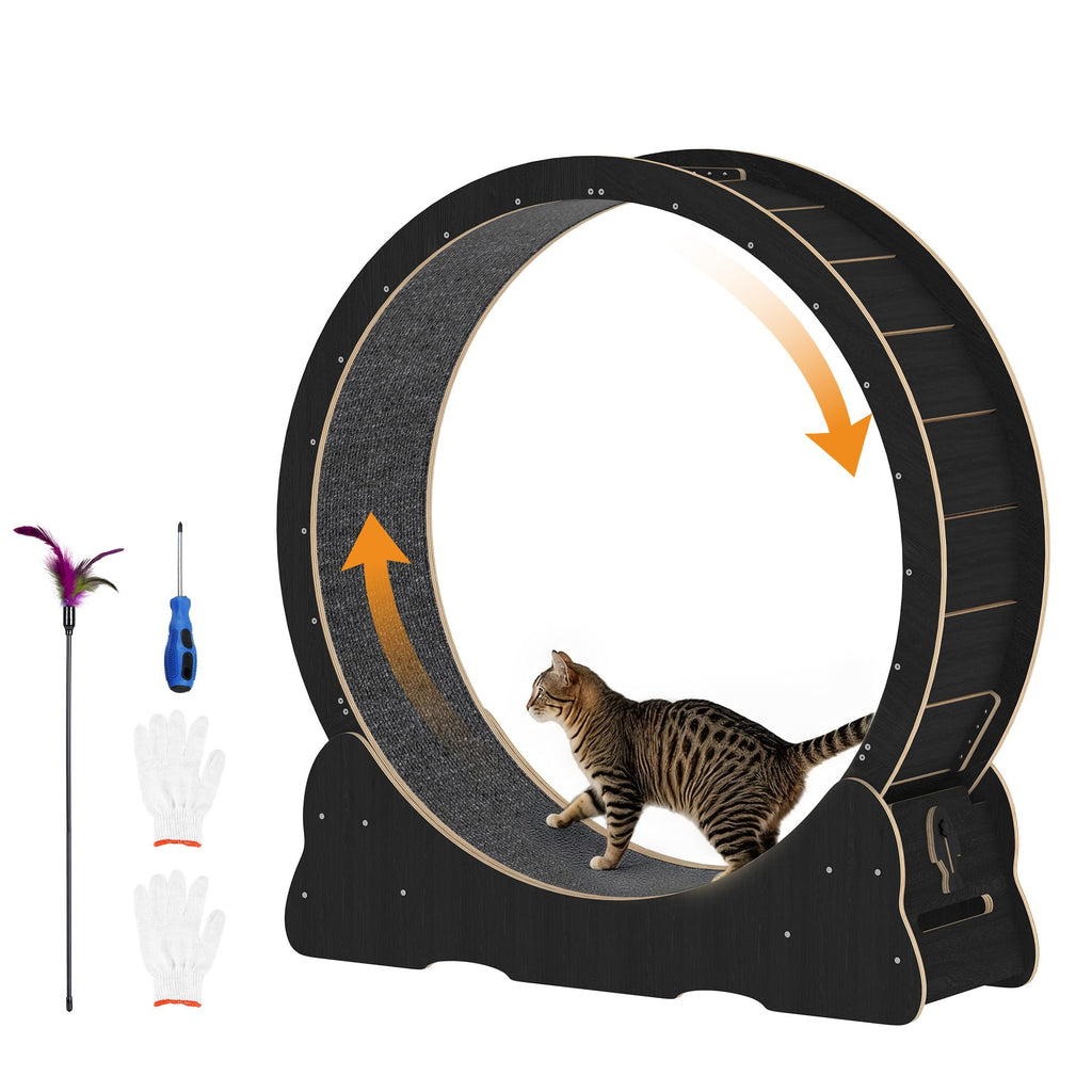 YODOLLA 35.8'' Cat Wheel Large Quiet Cat Treadmill, Black