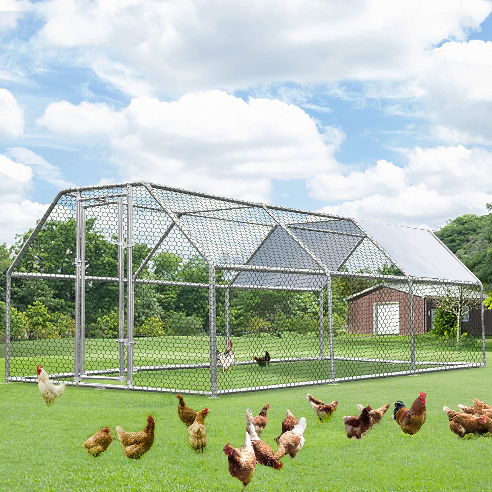 YODOLLA 5.7 m Large Dome Walk-in Metal Chicken Cage