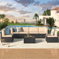 YODOLLA 7 Piece Outdoor Patio Furniture Set, Black & Beige