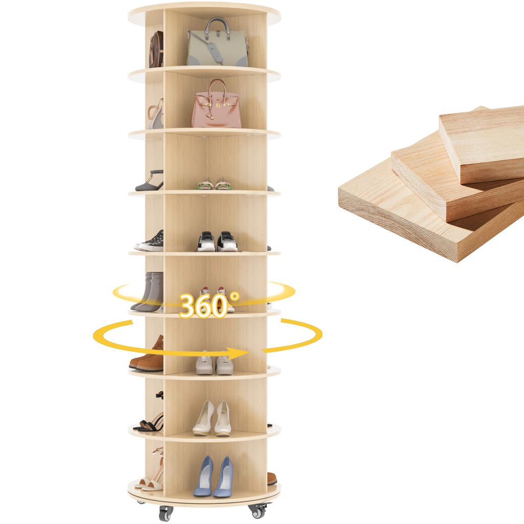 YODOLLA 8 Tier Rotating Shoe Rack Shoe Tower Organizer, Beigebest