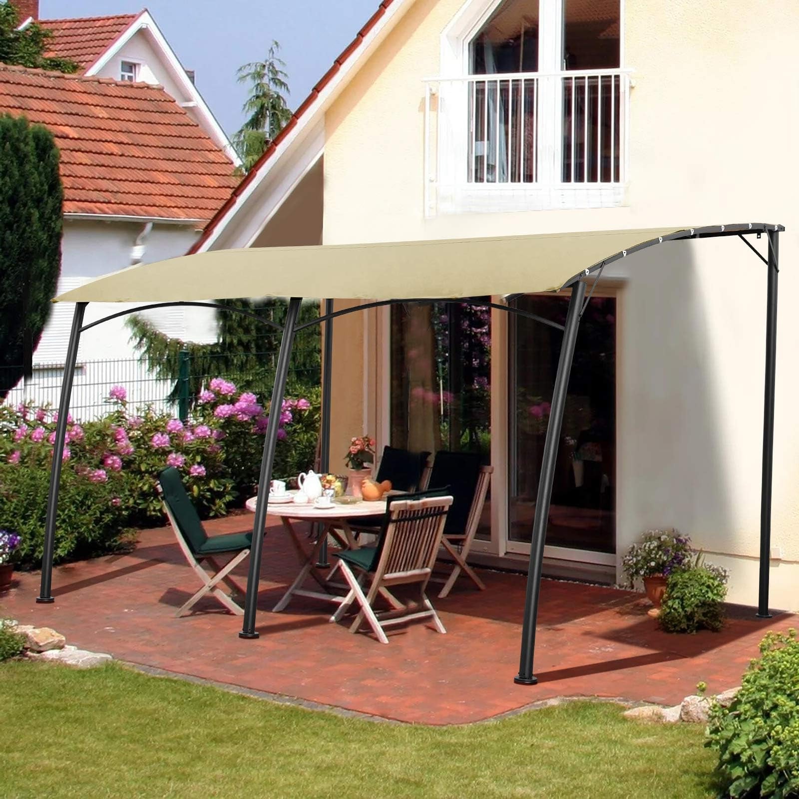 YODOLLA 13'x10' Beige Wall Mounted Pergola