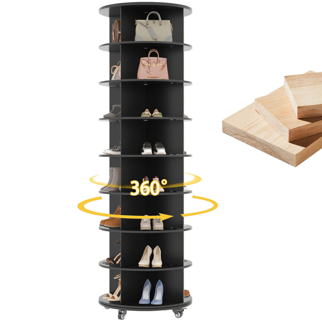 YODOLLA 8 Tier Rotating Shoe Rack Shoe Tower Organizer, Blackbest