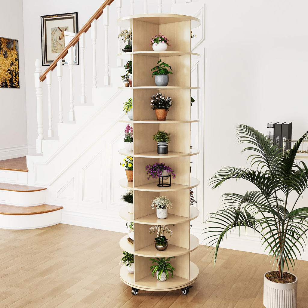 YODOLLA 8 Tier Rotating Shoe Rack Shoe Tower Organizer, Beigebest