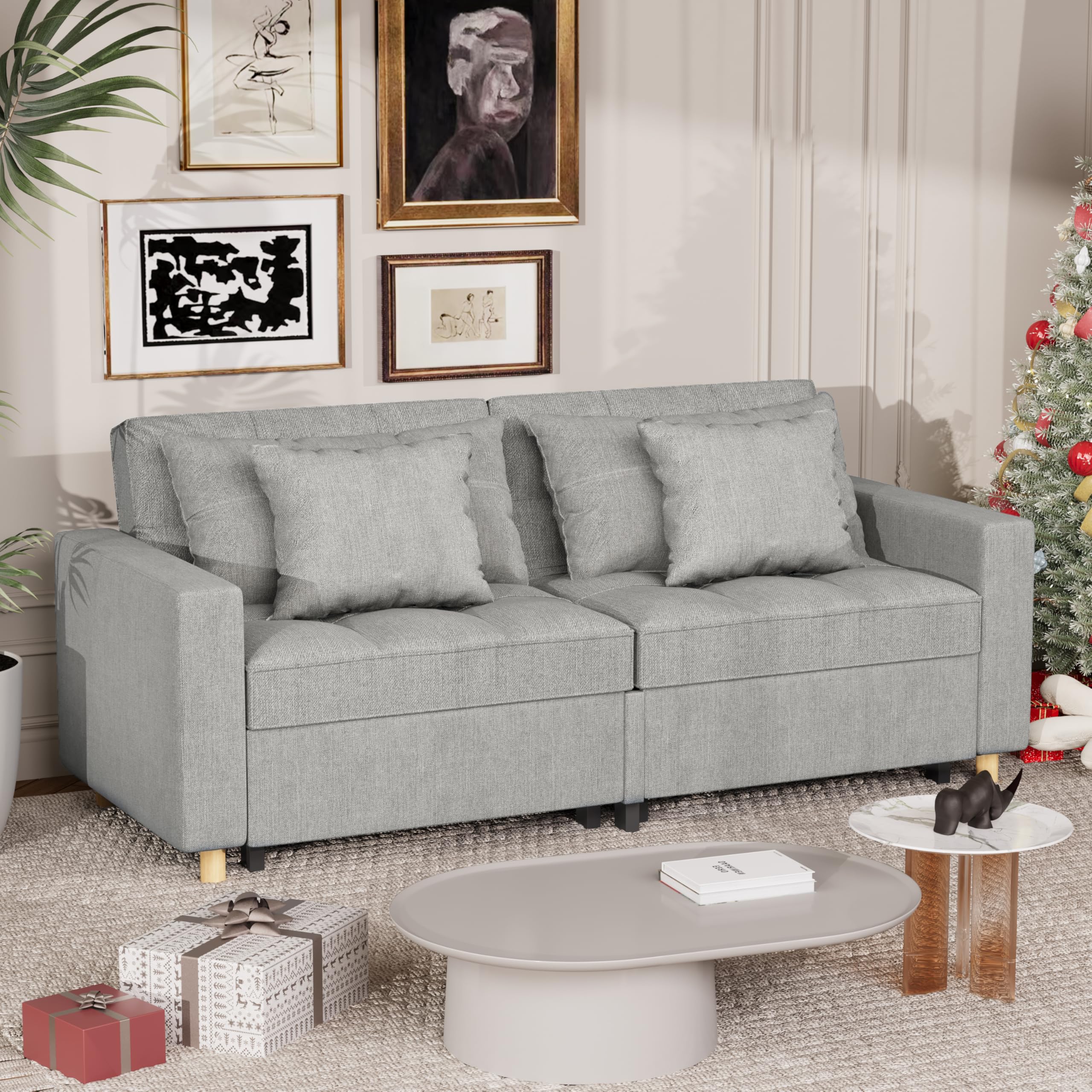 YODOLLA Comfortable 3-1 Convertible Sofa Bed, Gray