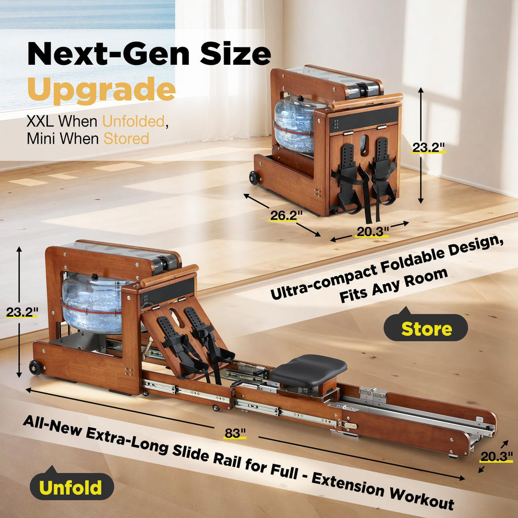 YODOLLA Water Rowing Machine Dual Resistance Drawer Rower