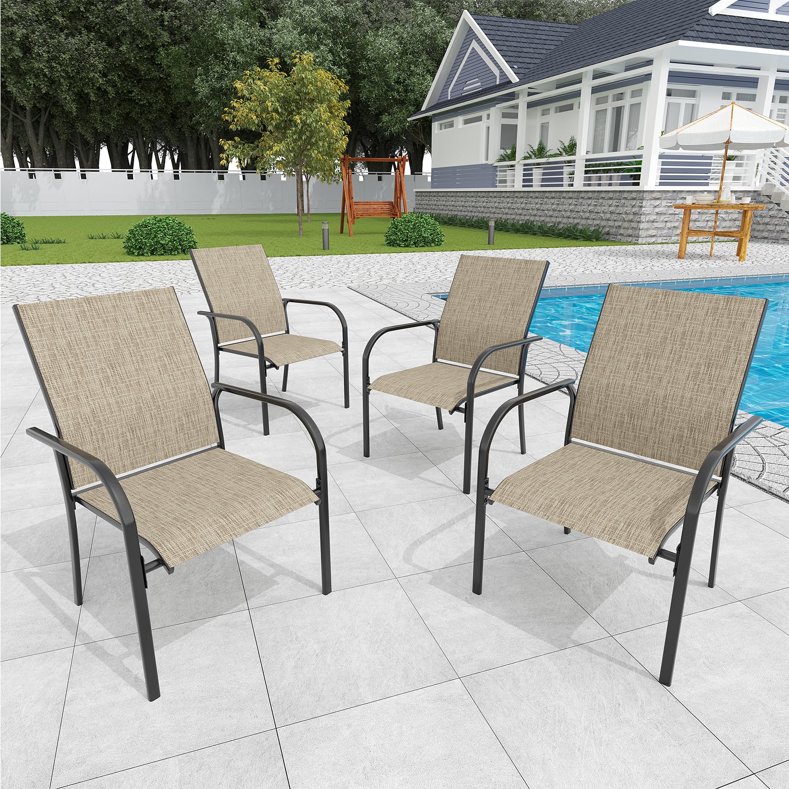 YODOLLA Patio Dining Chairs Set for 4, Stackable Textilene Patio Chairsbest