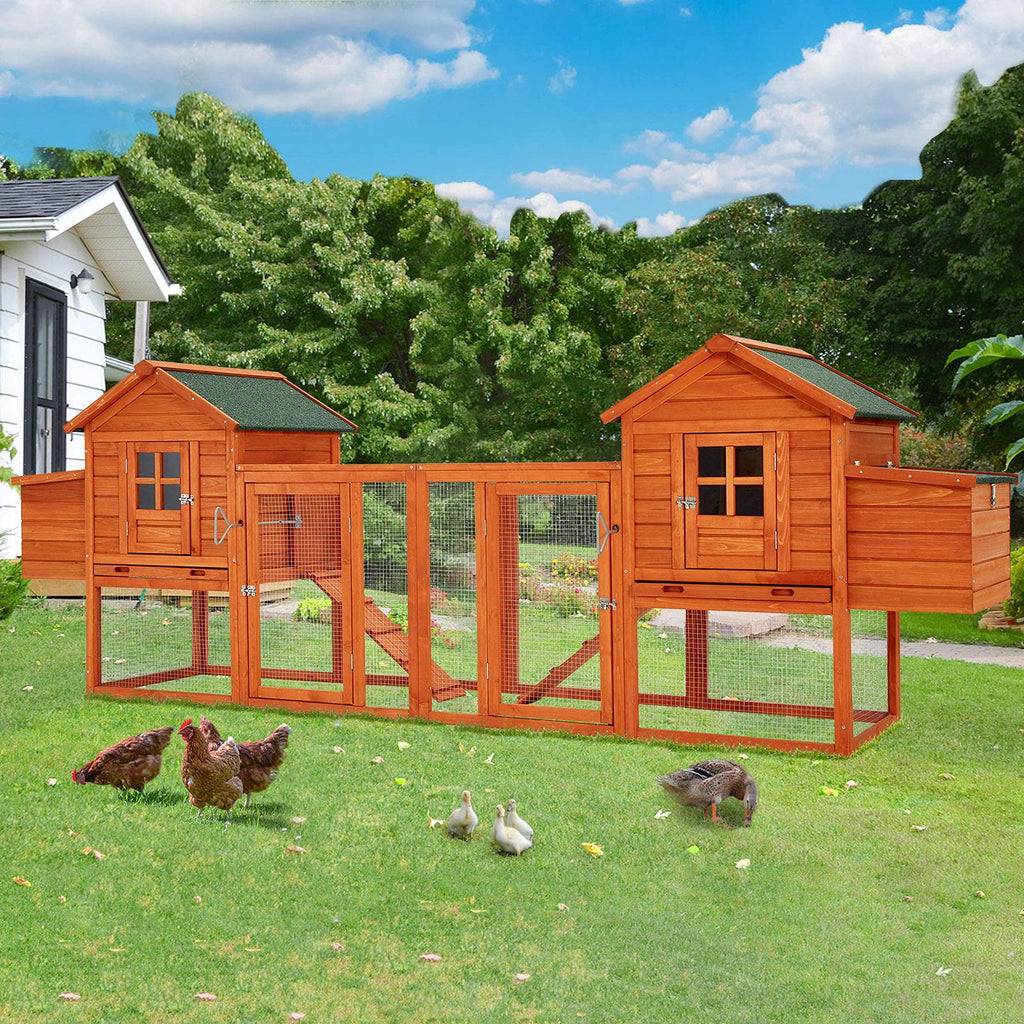 YODOLLA 123“ Chicken Coop Wooden Poultry Cage  for 8-12 Chickens, Natural Wood