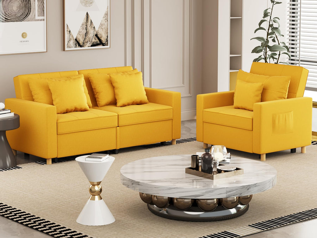 YODOLLA Comfortable 3-1 Convertible Sofa Bed,Yellow