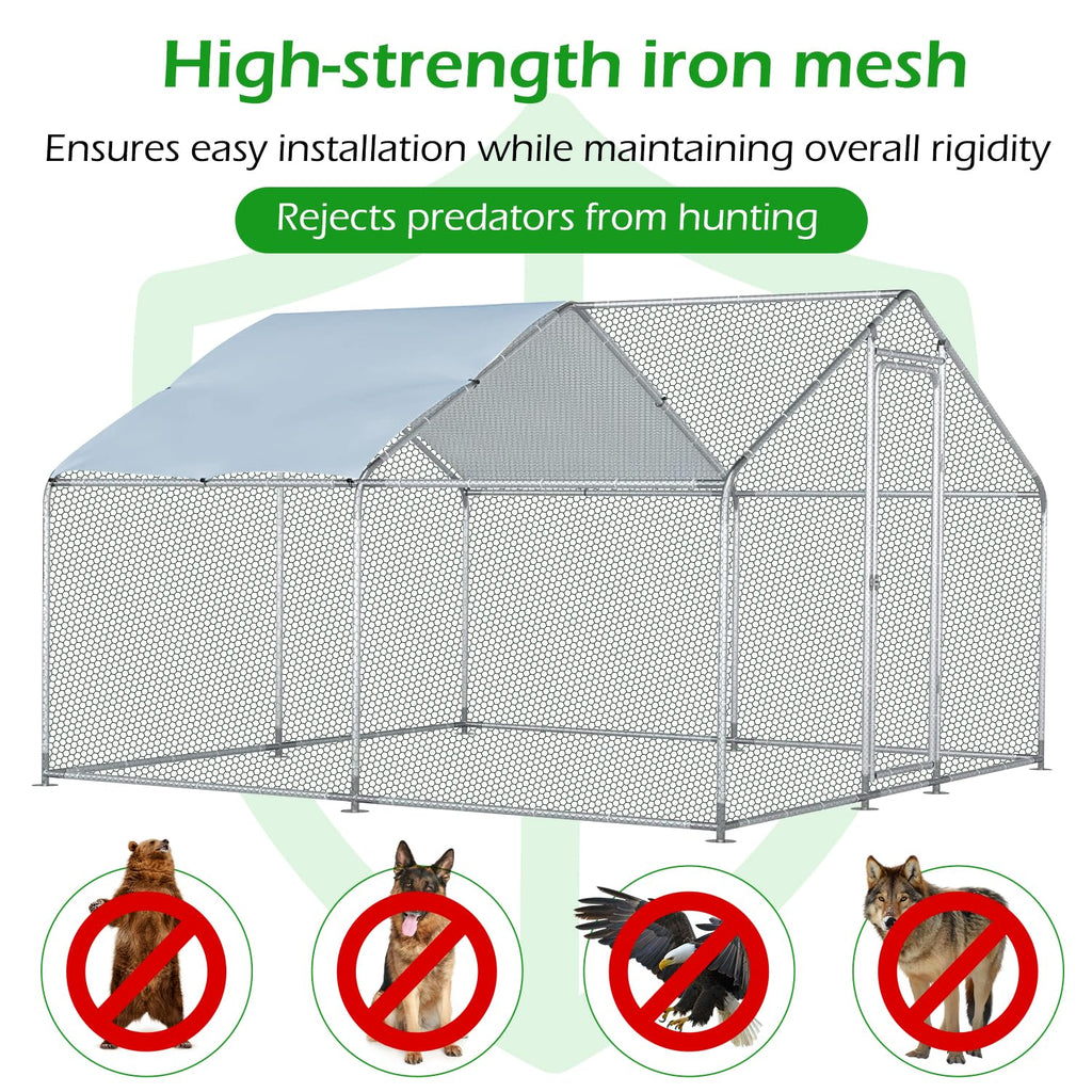 YODOLLA 4m Large Metal Chicken Cage with a pointed roof