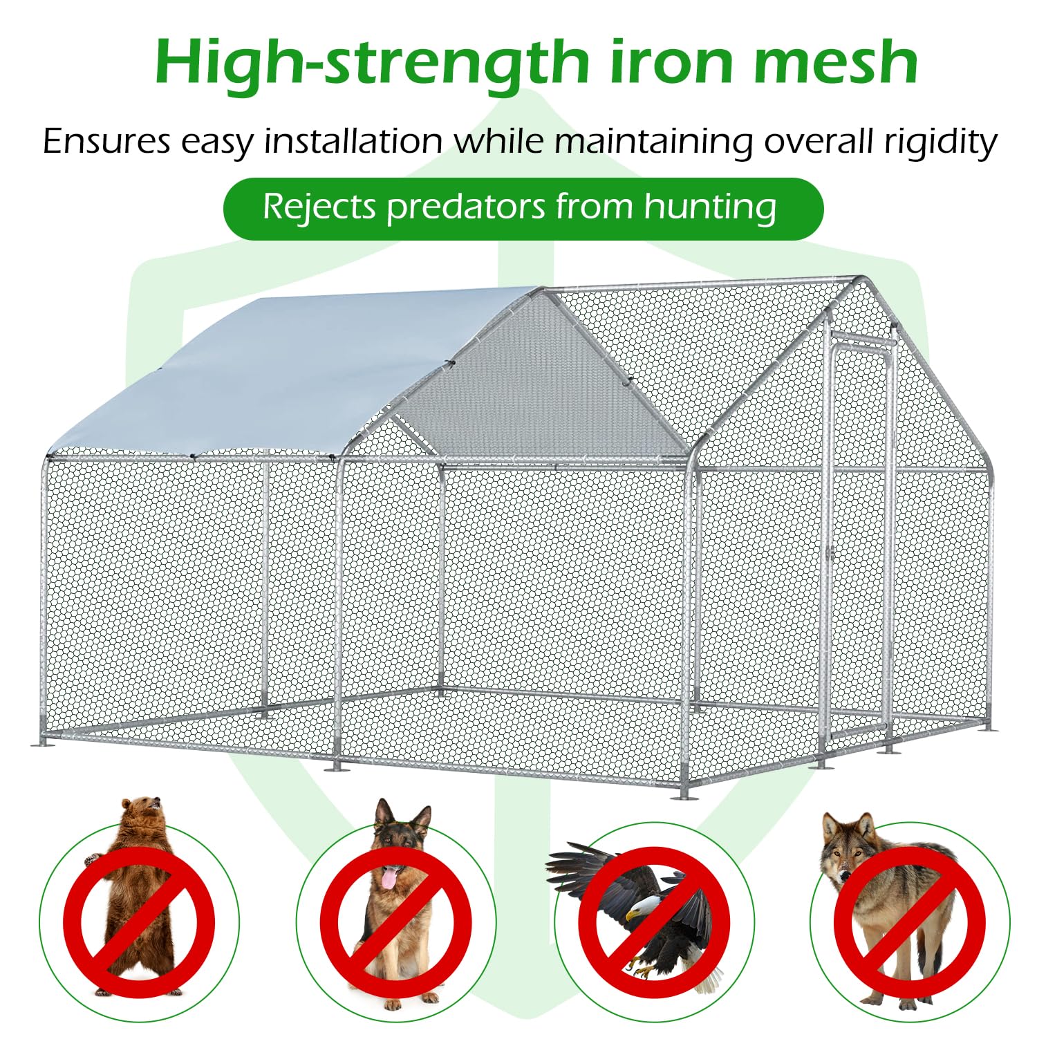 YODOLLA 4m Large Metal Chicken Cage with a pointed roof