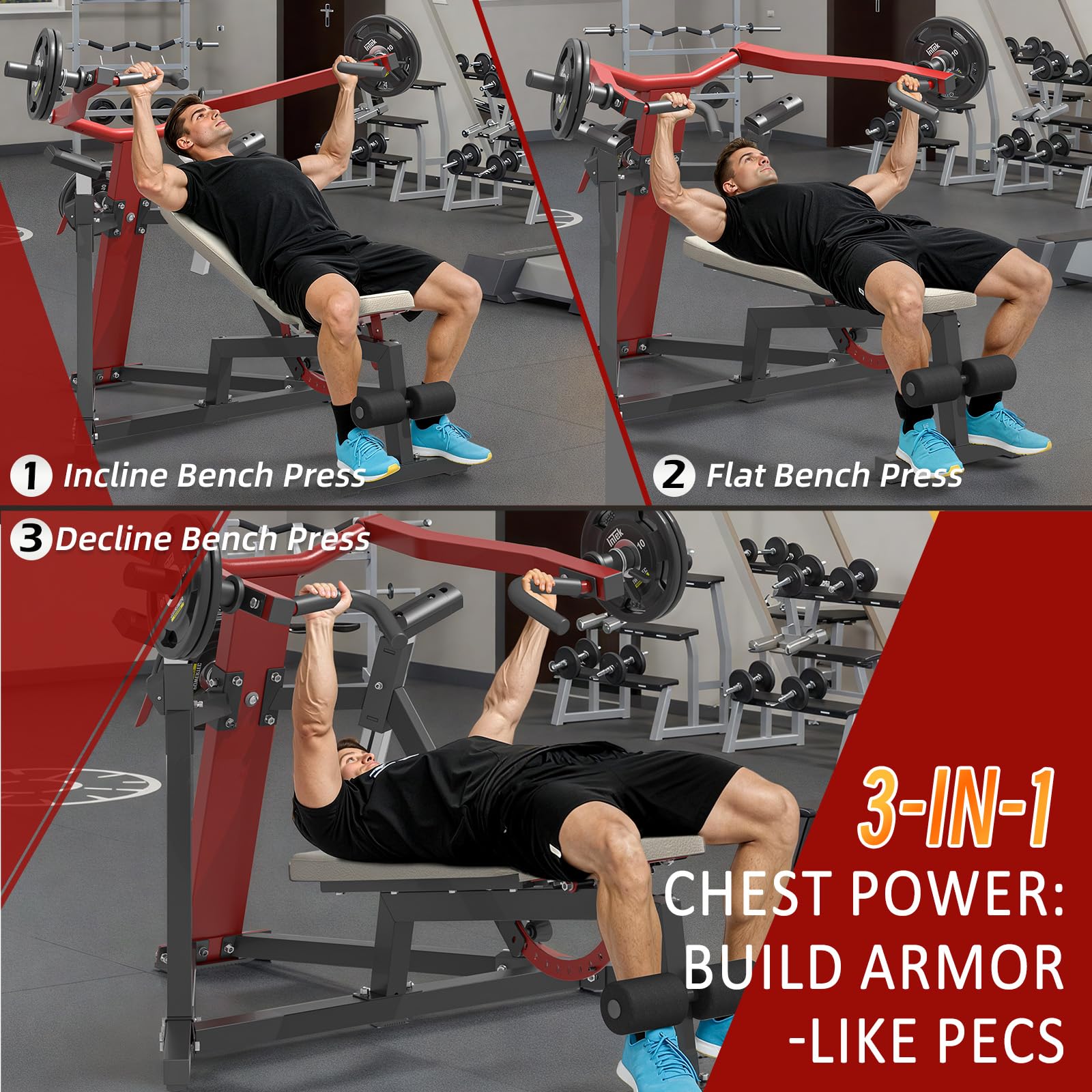 YODOLLA 3-in-1 Adjustable Weight Bench Chest Press Workout Machine