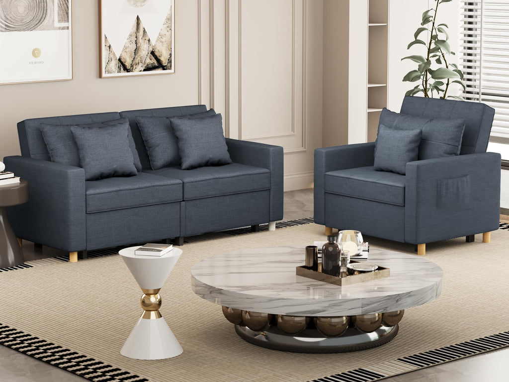 YODOLLA Comfortable 3-1 Convertible Sofa Bed,Navy