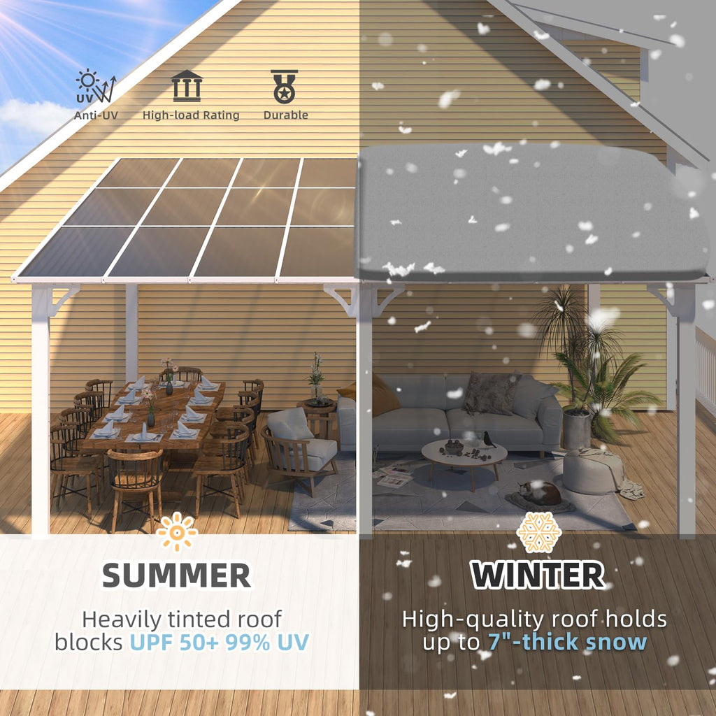 YODOLLA 16'x12' Wall Mounted Gazebos Pergola, White