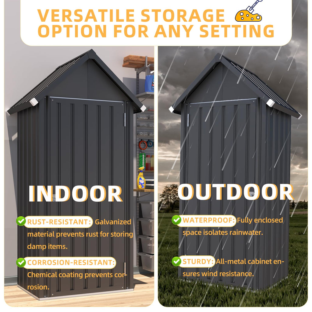 YODOLLA Vertical Outdoor Storage Cabinet with 2 Removeable Shelves