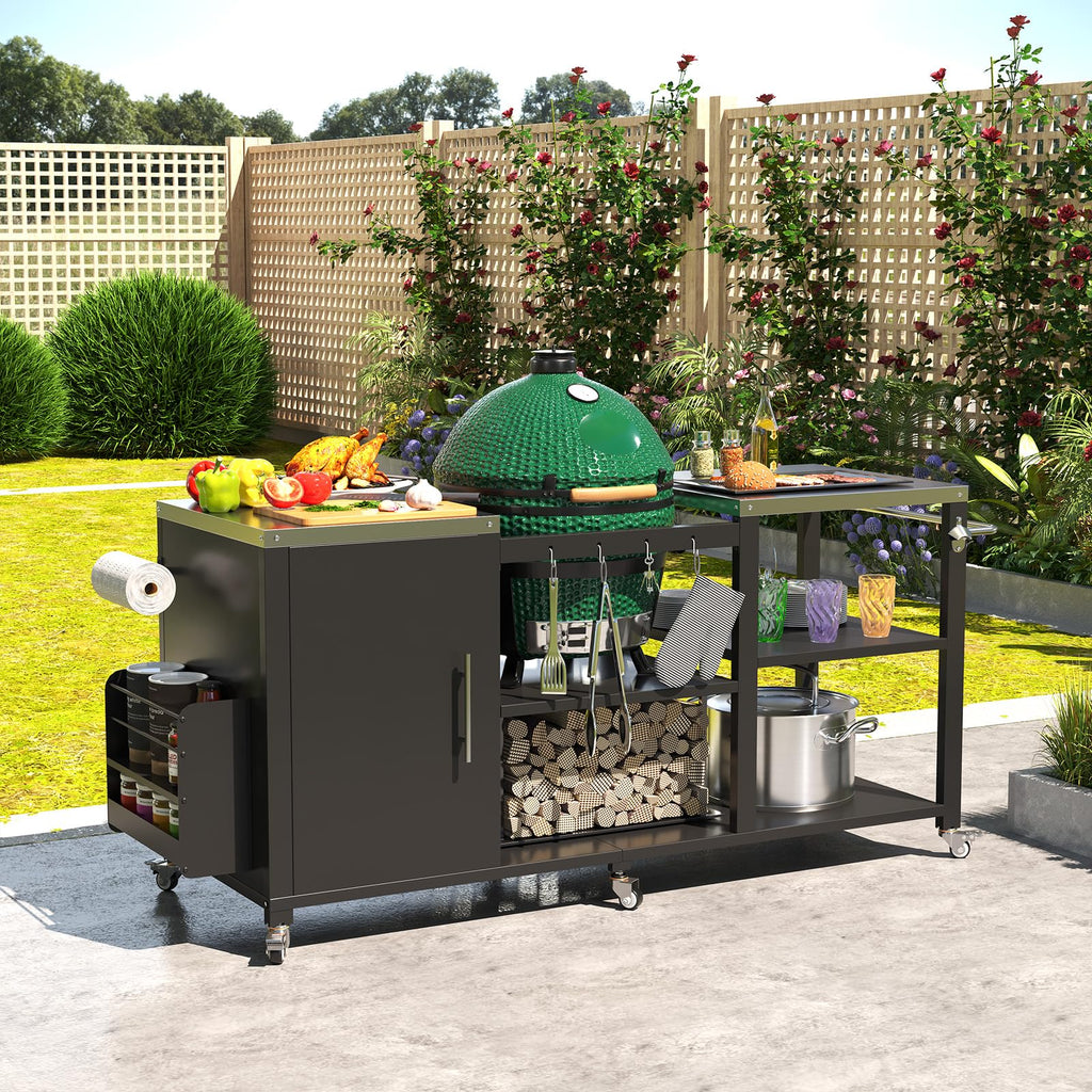 YODOLLA 69.7" Outdoor Grill Table Stainless Steel Grill Cart