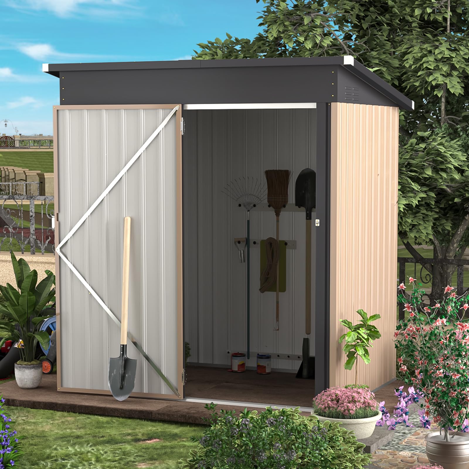 YODOLLA 5'x3' Outdoor Storage Shed