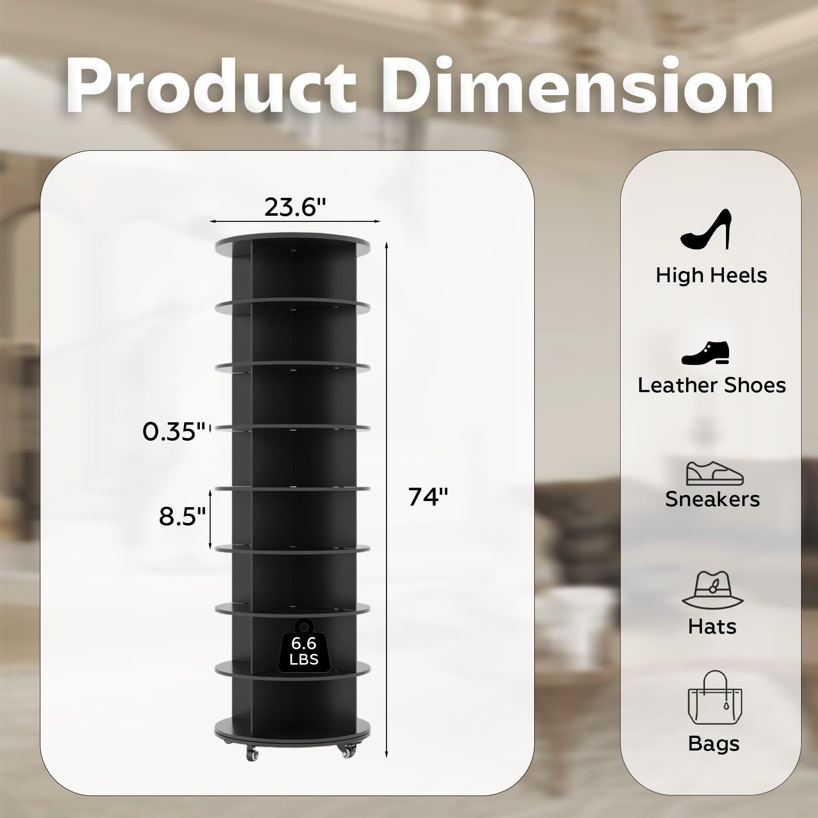 YODOLLA 8 Tier Rotating Shoe Rack Shoe Tower Organizer, Blackbest