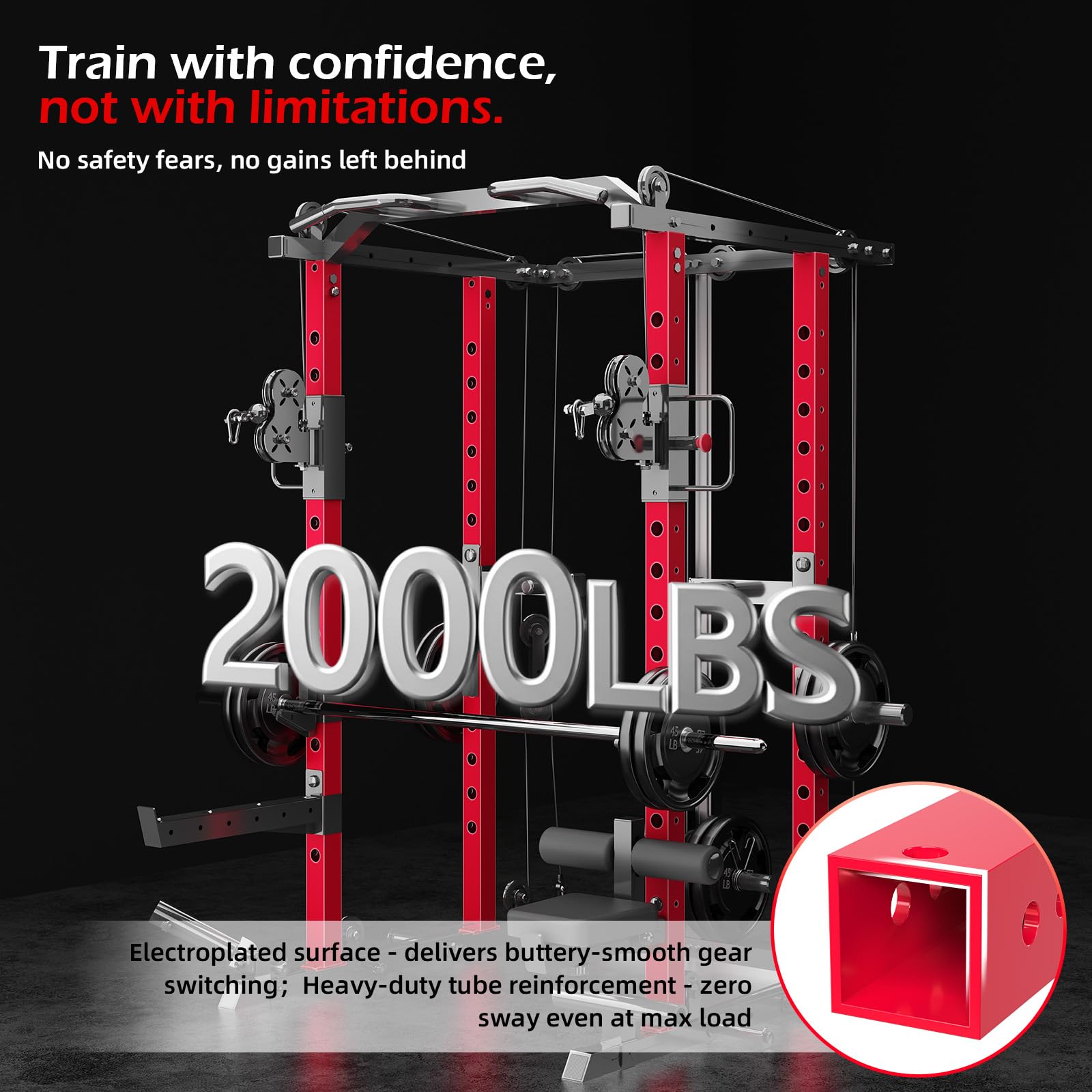 YODOLLA Power Squat Rack Cage Power Rack with LAT Pulldown