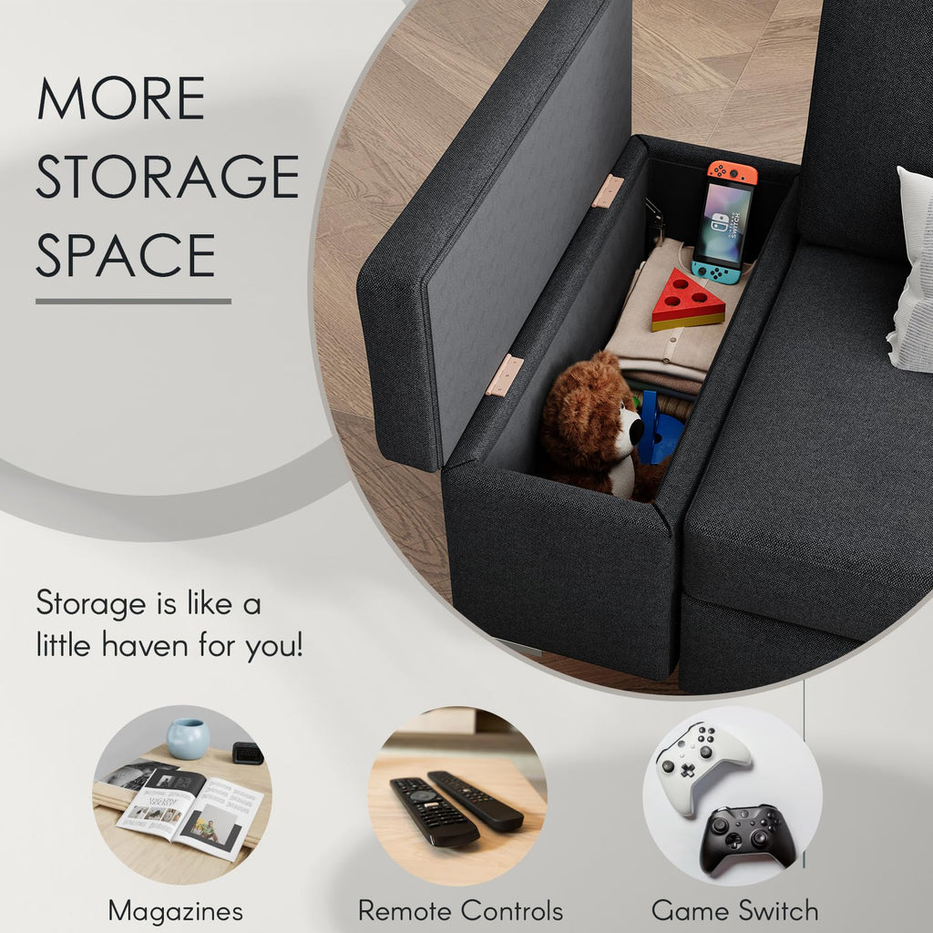 YODOLLA Sectional Couch with Ottoman Convertible Corner Couches with Armrest Storagebest