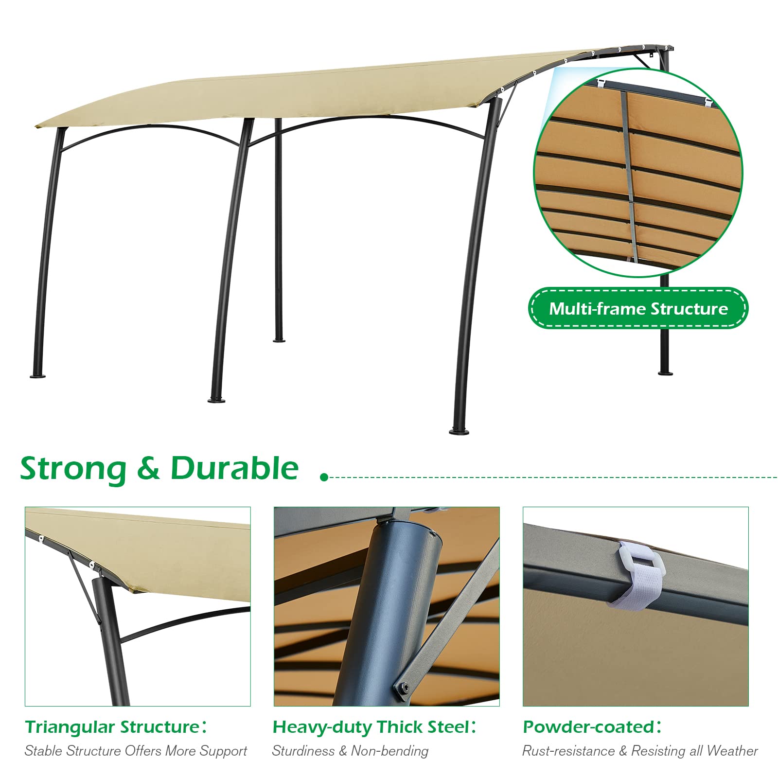 YODOLLA 13'x10' Beige Wall Mounted Pergola